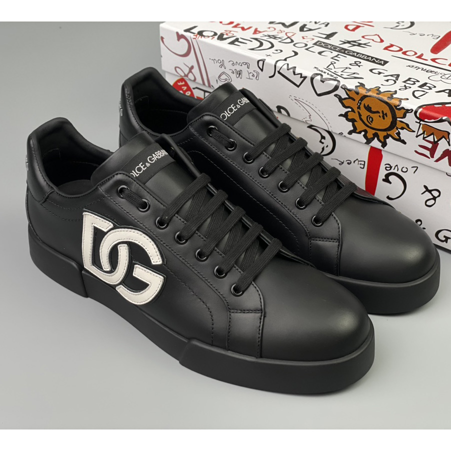 Dolce & Gabbana Calfskin Portofino Sneakers With DG Logo - EUR FASHION