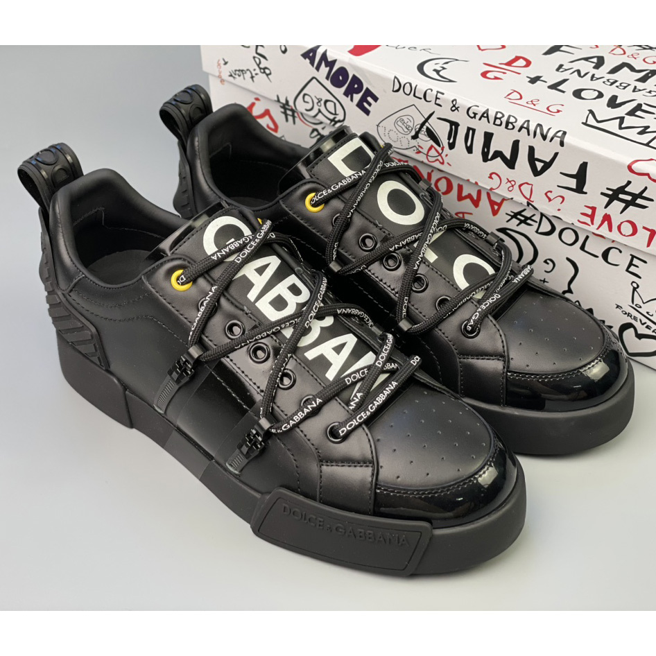 Dolce & Gabbana Portofino Sneakers In Calfskin And Patent Leather - EUR FASHION