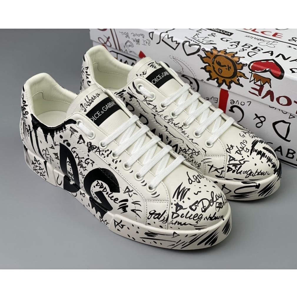 Dolce & Gabbana Calfskin Portofino Sneakers With Logo Print - EUR FASHION