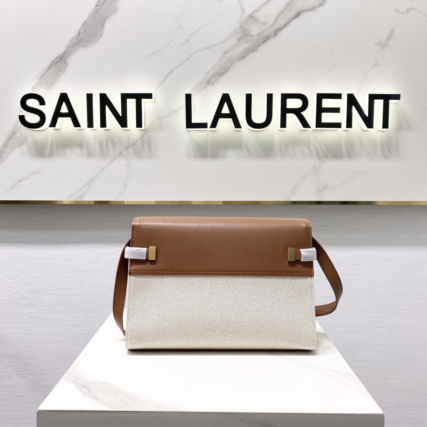 Saint Laurent Manhattan Shoulder Bag In Canvas And Leather - EUR FASHION