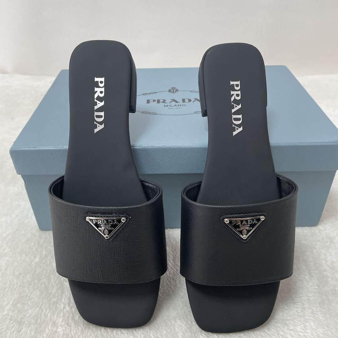 Prada Saffiano Leather Slides - EUR FASHION