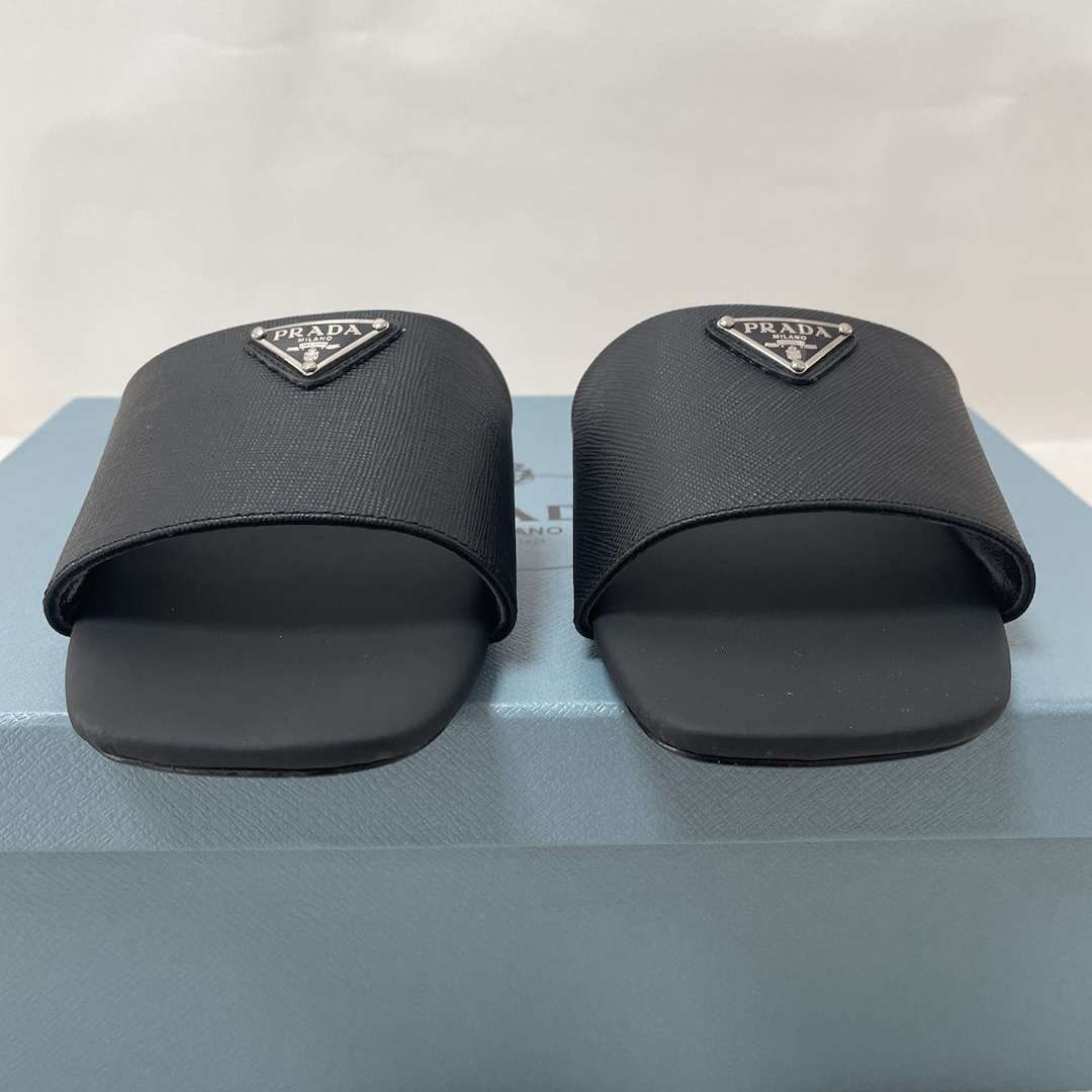 Prada Saffiano Leather Slides - EUR FASHION