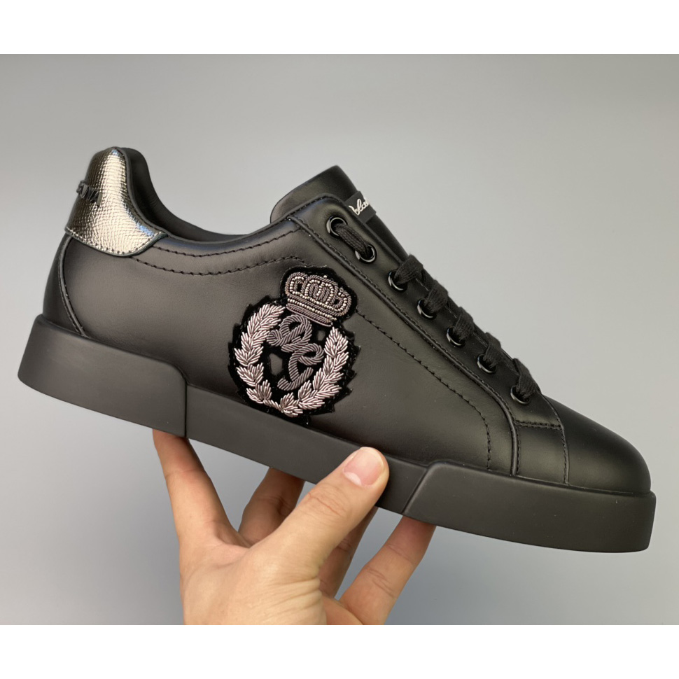 Dolce & Gabbana Calfskin Nappa Portofino Sneakers With Crown Patch - EUR FASHION