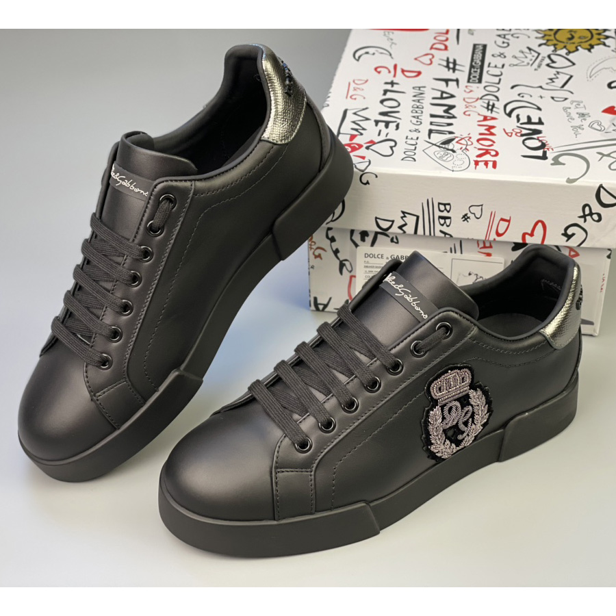 Dolce & Gabbana Calfskin Nappa Portofino Sneakers With Crown Patch - EUR FASHION