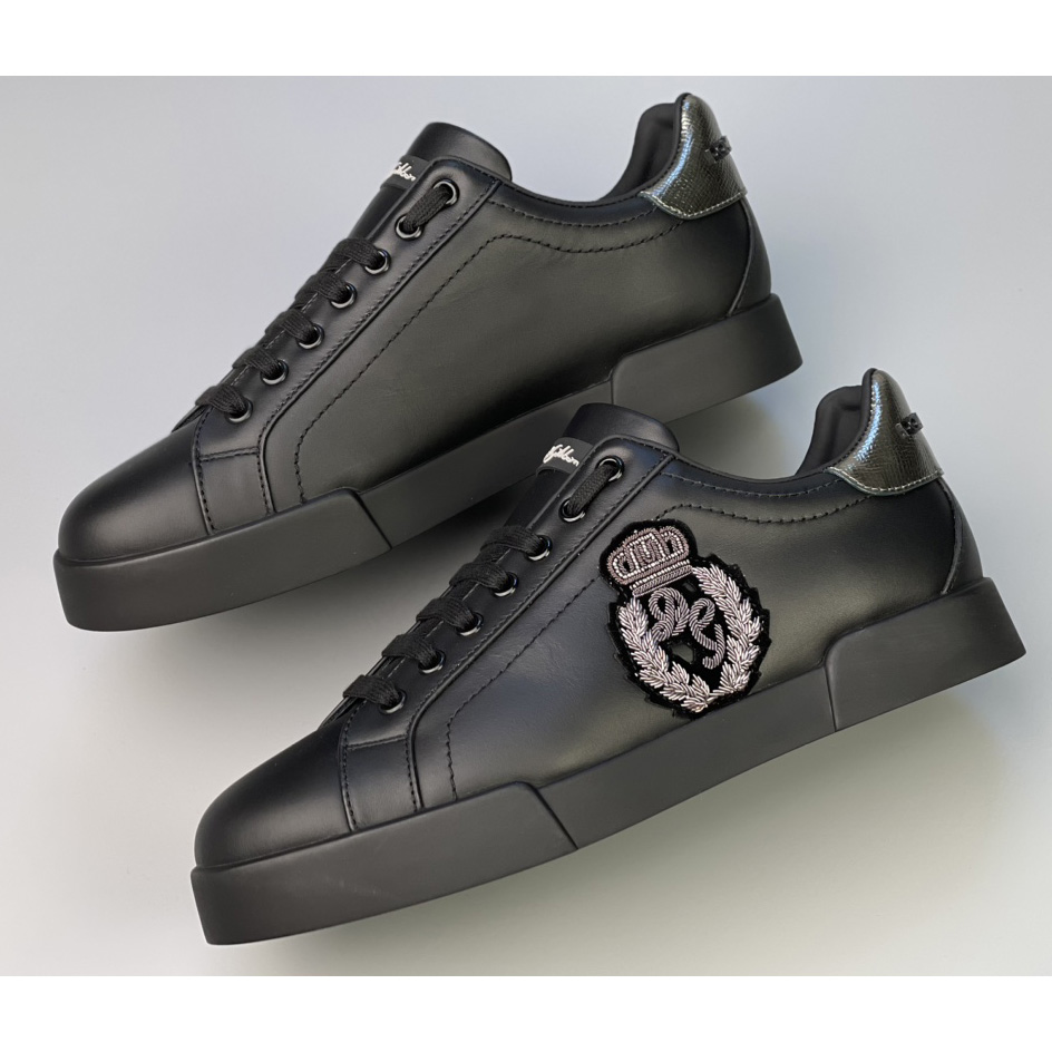 Dolce & Gabbana Calfskin Nappa Portofino Sneakers With Crown Patch - EUR FASHION