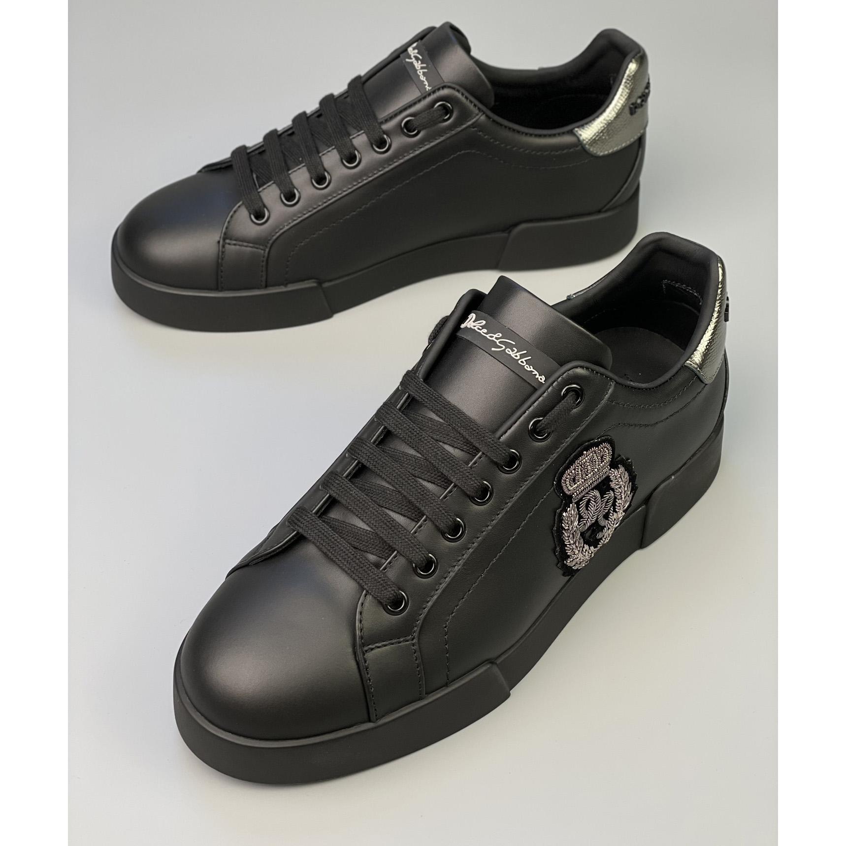 Dolce & Gabbana Calfskin Nappa Portofino Sneakers With Crown Patch - EUR FASHION