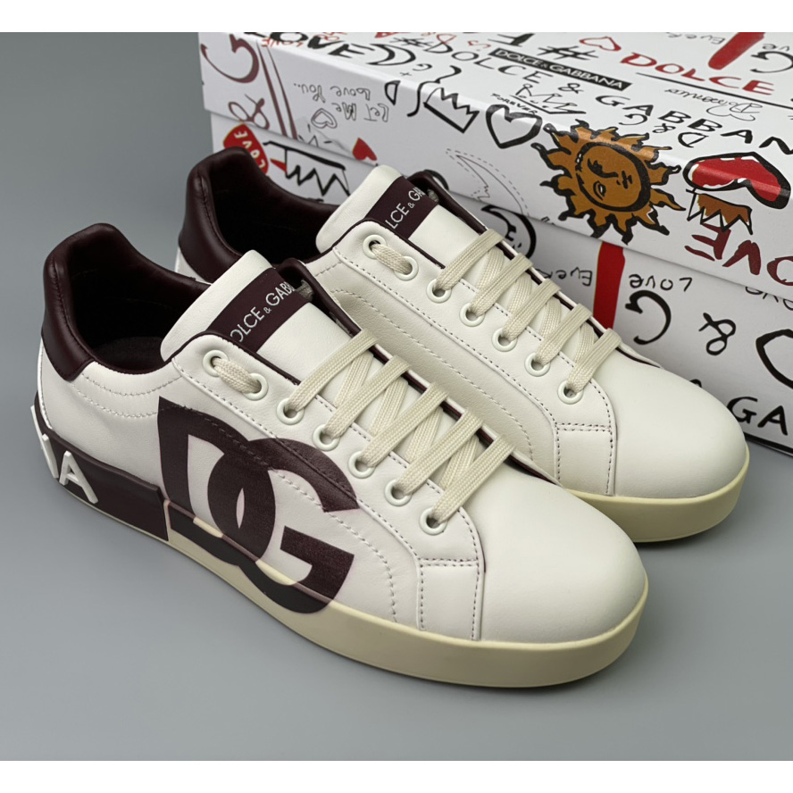 Dolce & Gabbana Calfskin Portofino Sneakers With DG Logo - EUR FASHION