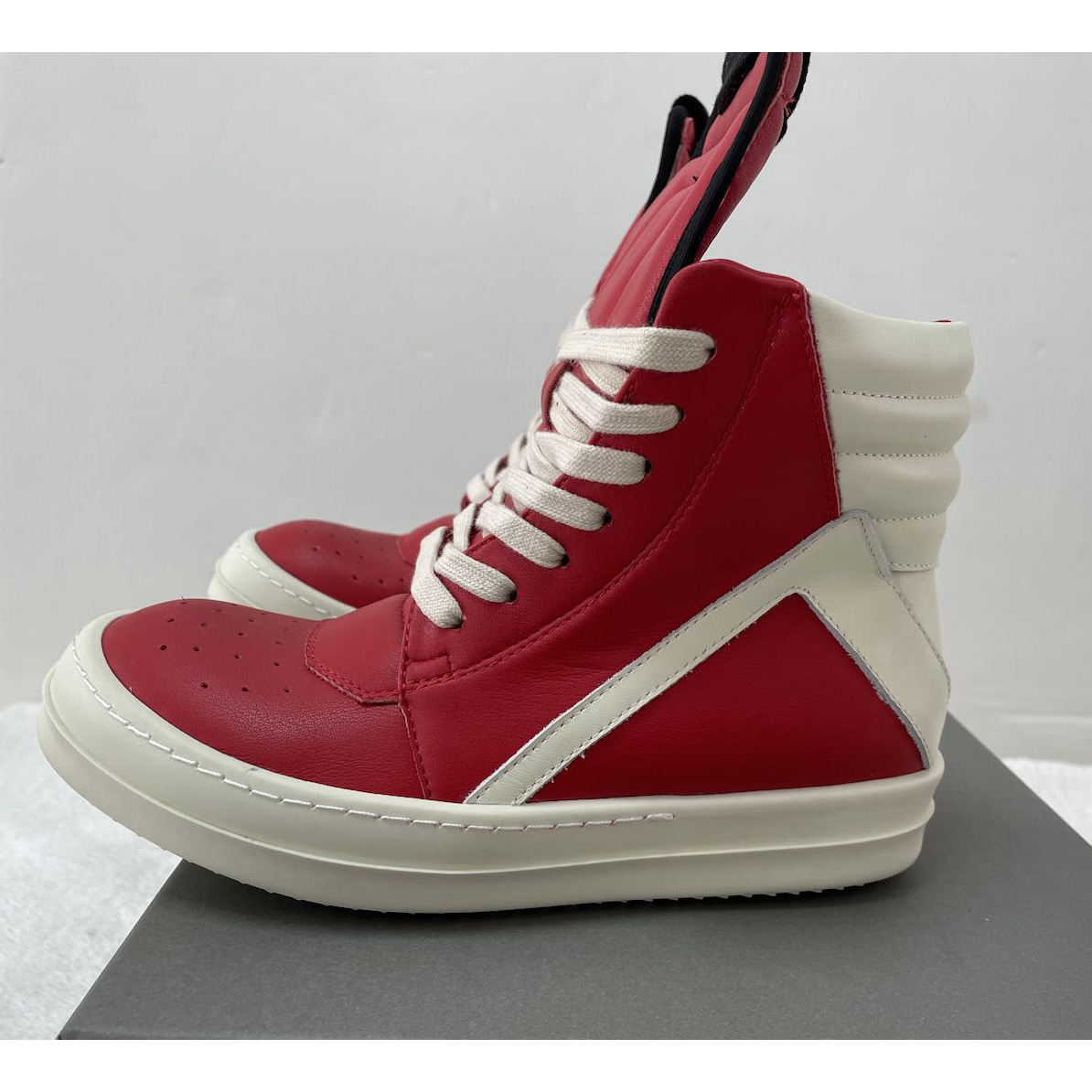 Rick Owens Red Geobasket High-Top Sneakers - EUR FASHION