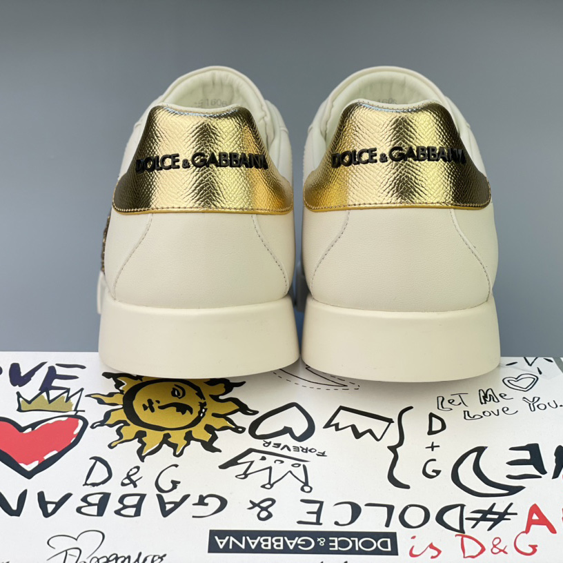 Dolce & Gabbana Calfskin Nappa Portofino Sneakers With Crown Patch - EUR FASHION