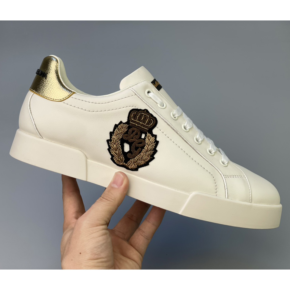 Dolce & Gabbana Calfskin Nappa Portofino Sneakers With Crown Patch - EUR FASHION