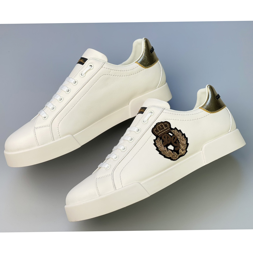 Dolce & Gabbana Calfskin Nappa Portofino Sneakers With Crown Patch - EUR FASHION