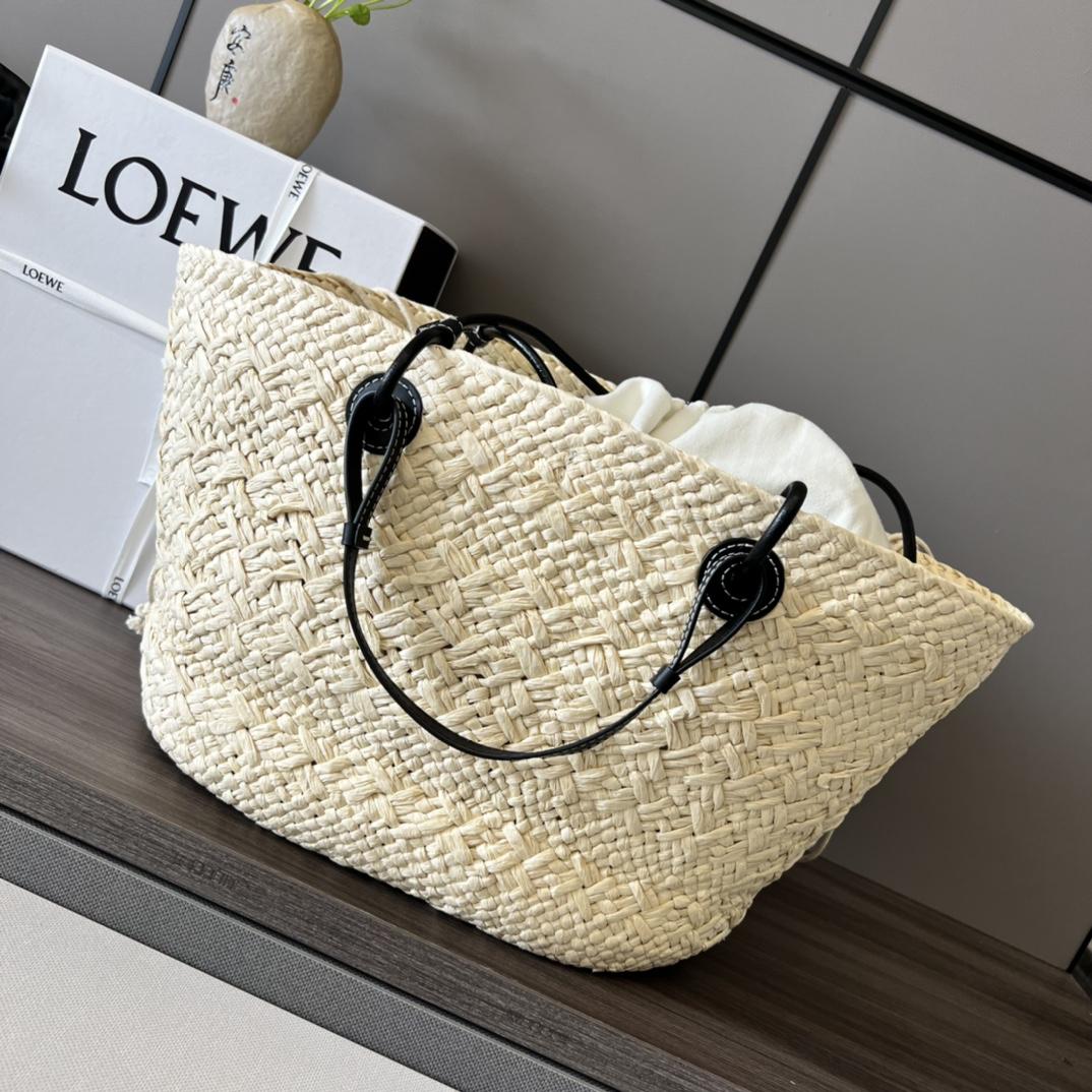 Loewe Anagram Basket Bag In Iraca Palm And Calfskin - EUR FASHION