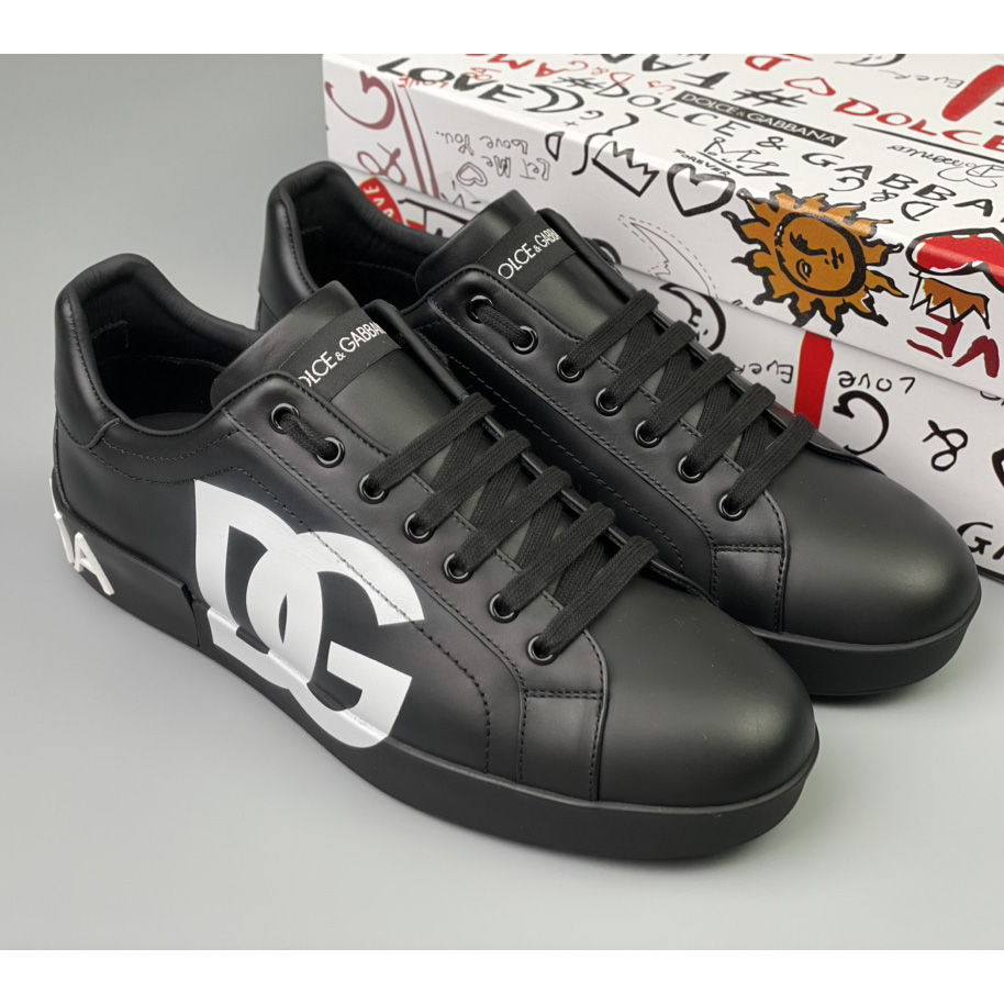 Dolce & Gabbana Calfskin appa Portofino sneakers With DG Logo Print - EUR FASHION