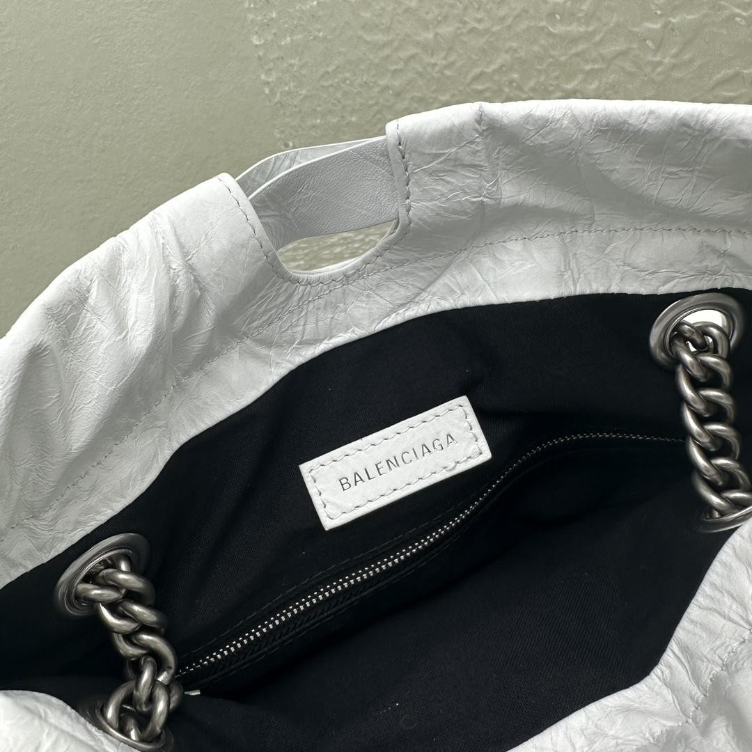 Balenciaga Women's Crush Small Tote Bag In Optic White - EUR FASHION