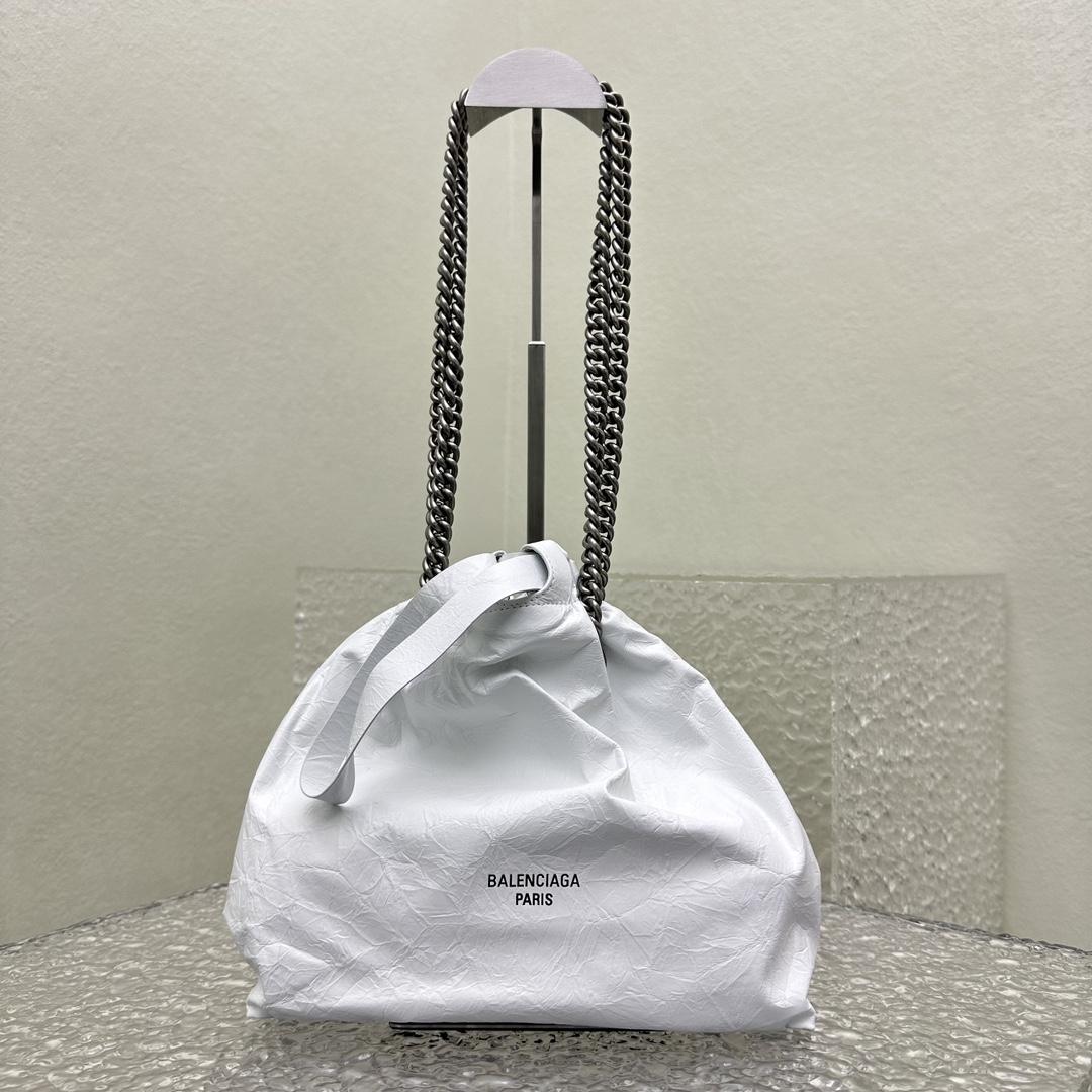 Balenciaga Women's Crush Small Tote Bag In Optic White - EUR FASHION