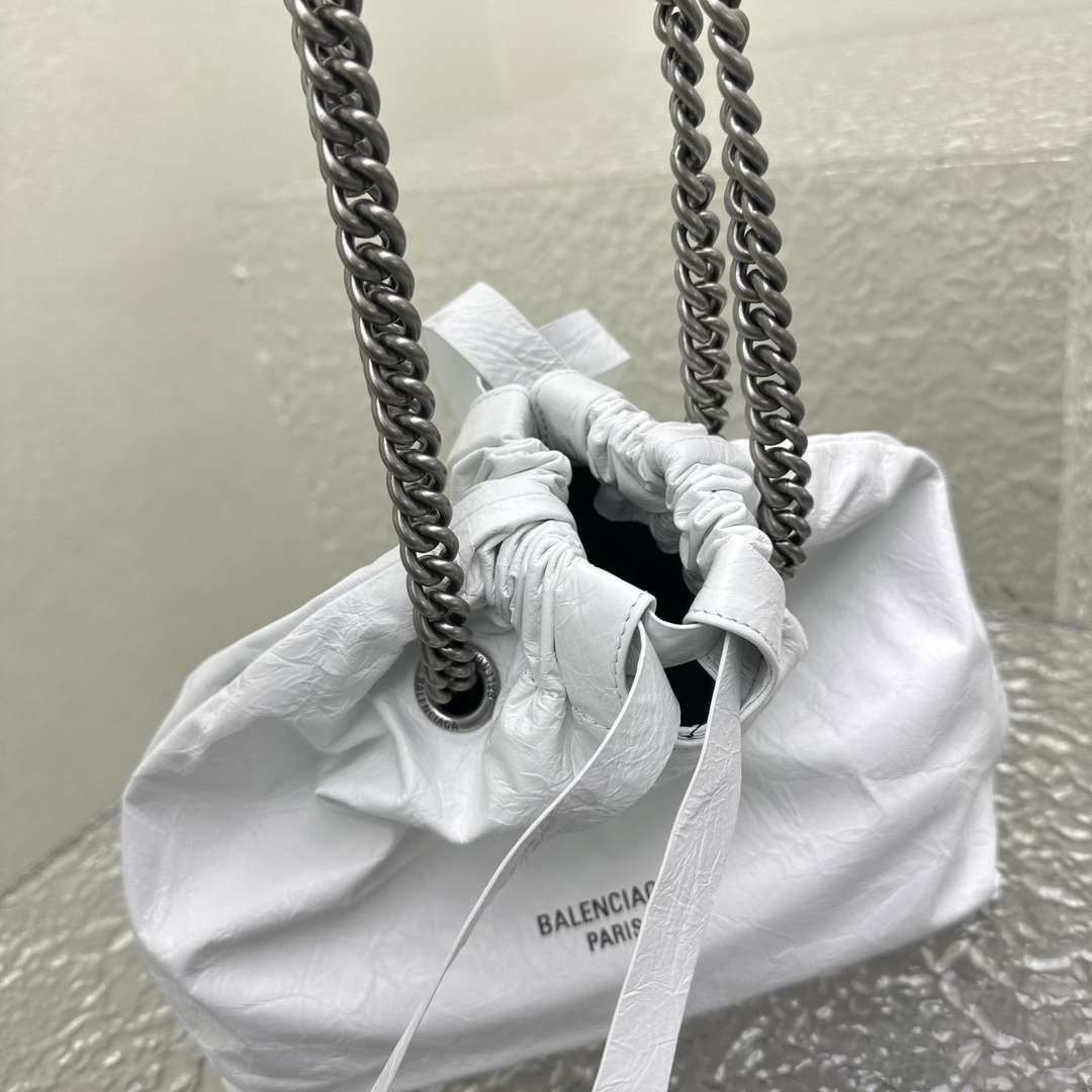 Balenciaga Women's Crush Small Tote Bag In Optic White - EUR FASHION