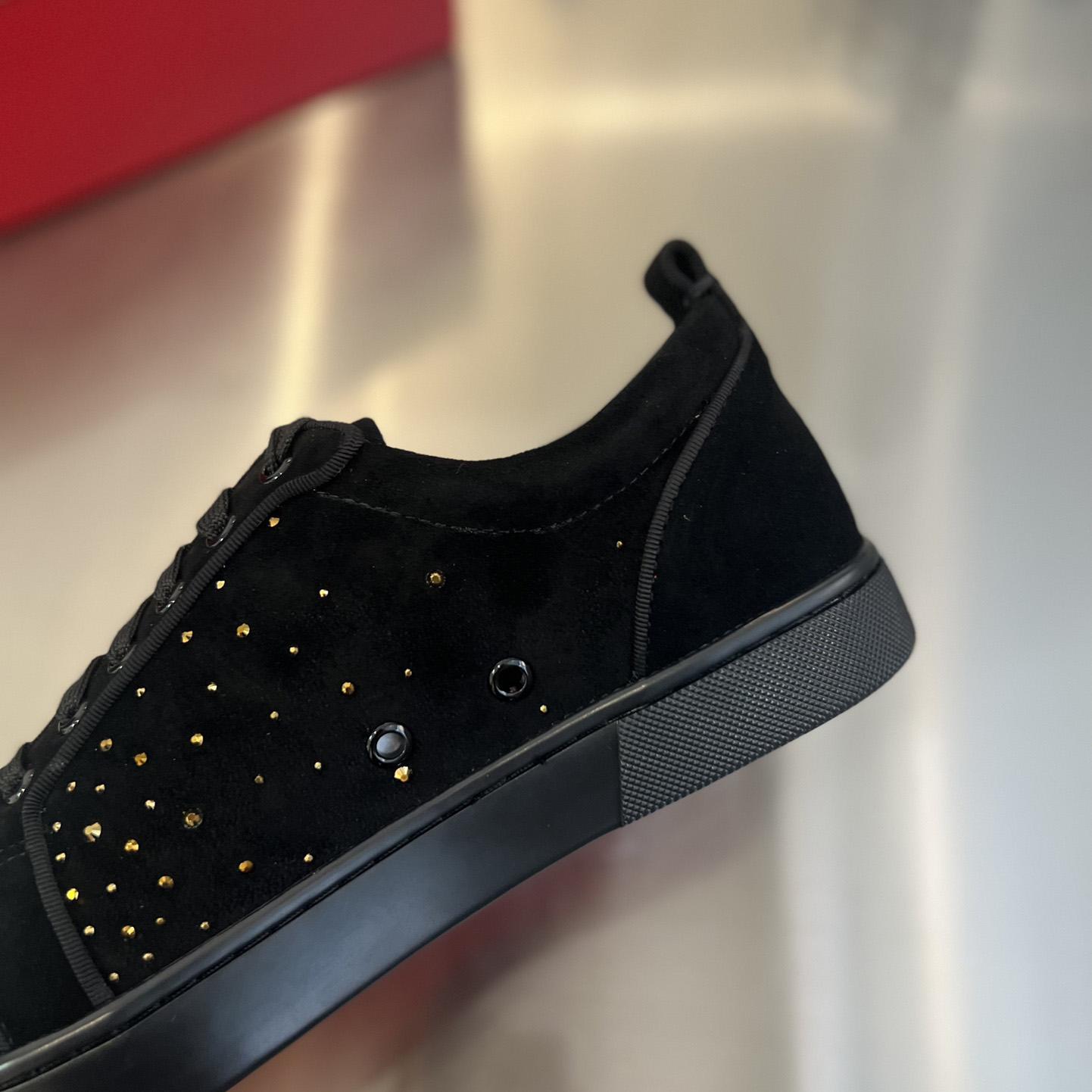 Christian Louboutin Men's Degralouis Junior Strass Flat Low-Top Sneakers - EUR FASHION