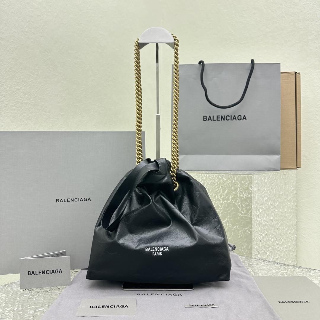 Balenciaga Women's Crush Small Tote Bag In Black - EUR FASHION