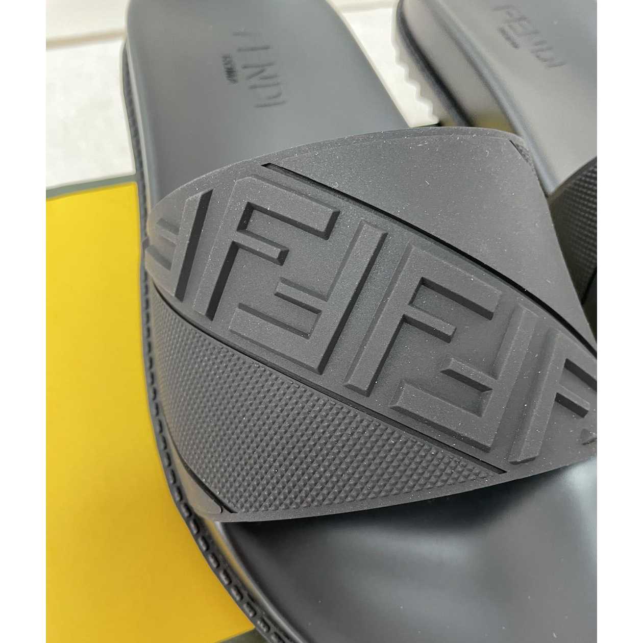 Fendi Black Rubber Footbed Slides - EUR FASHION