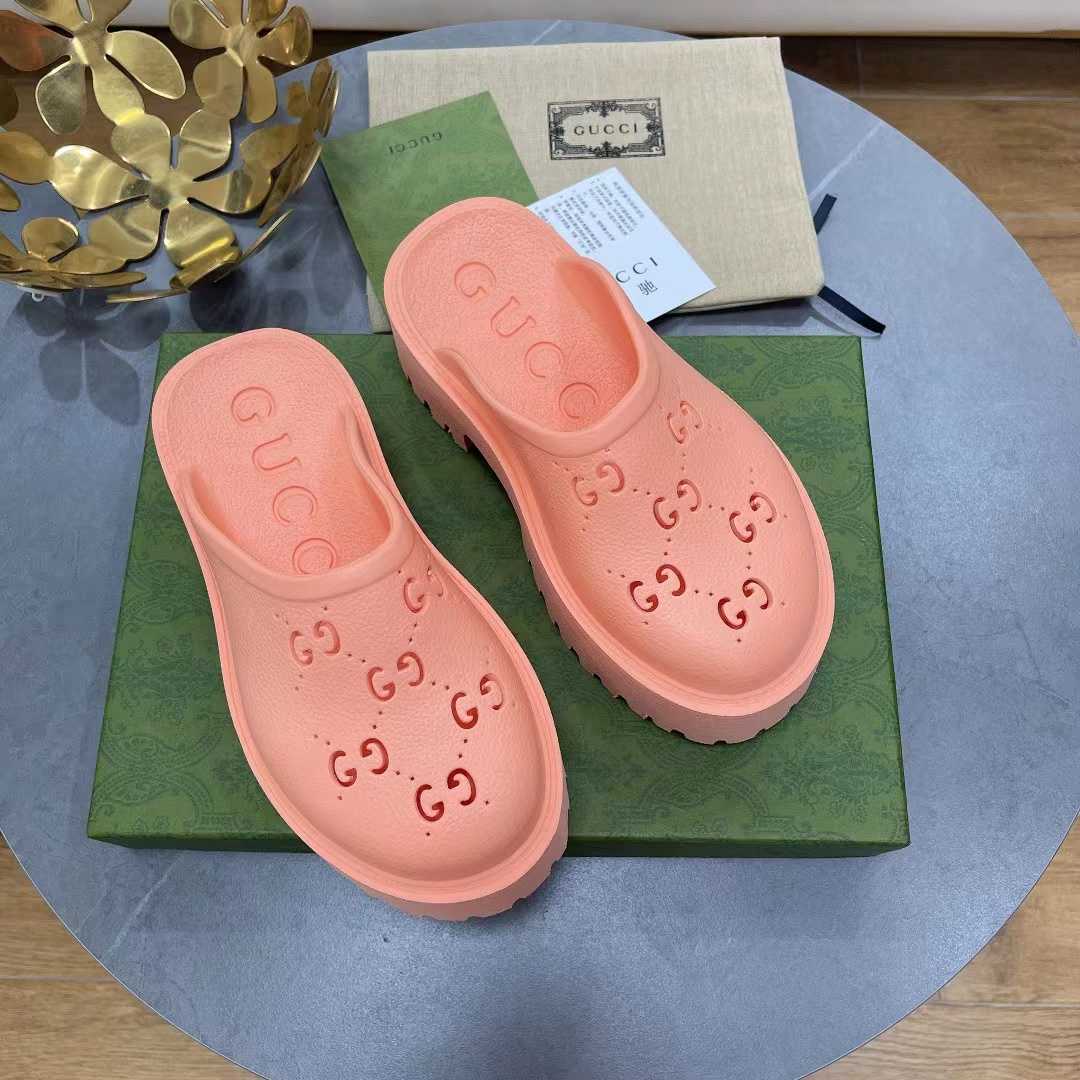 Gucci Pink Rubber Mules - EUR FASHION