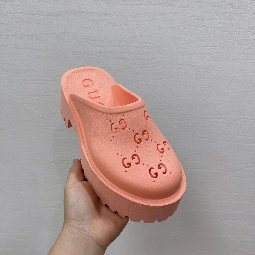 Gucci Pink Rubber Mules - EUR FASHION