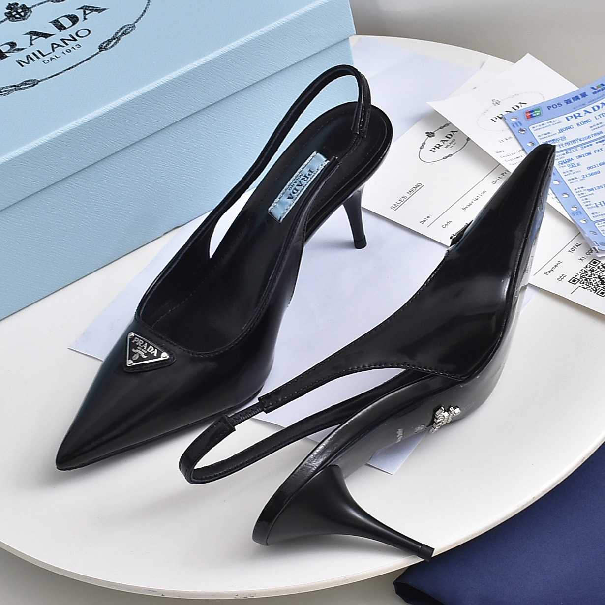 Prada Brushed Leather Slingback Pumps - EUR FASHION