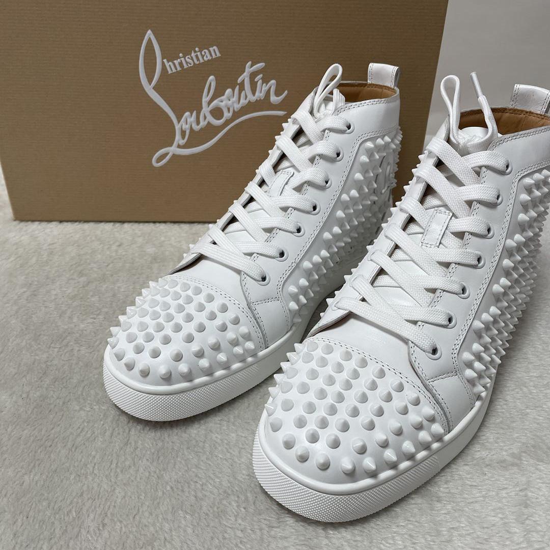 Christian Louboutin Louis Spikes Sneakers - Calf leather And Spikes - White - EUR FASHION