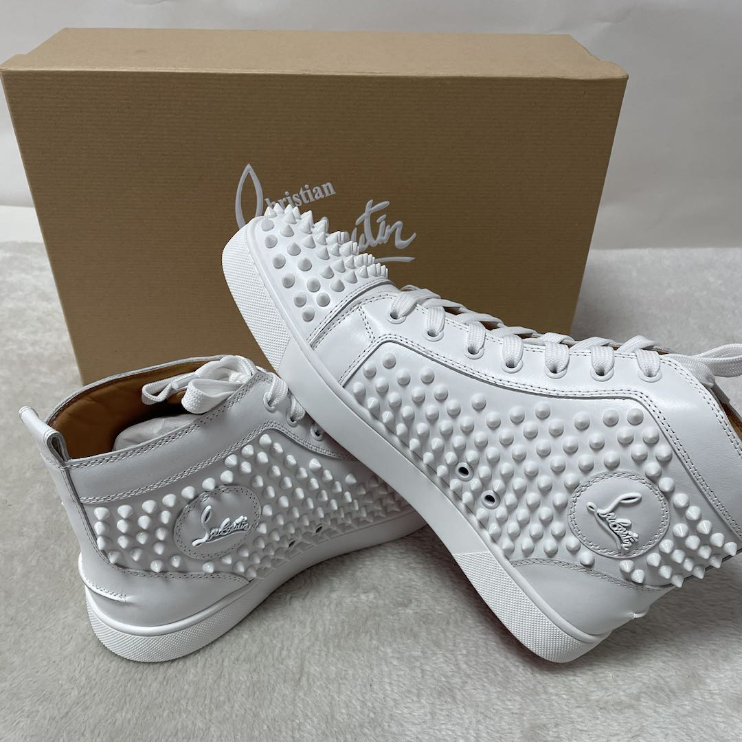 Christian Louboutin Louis Spikes Sneakers - Calf leather And Spikes - White - EUR FASHION