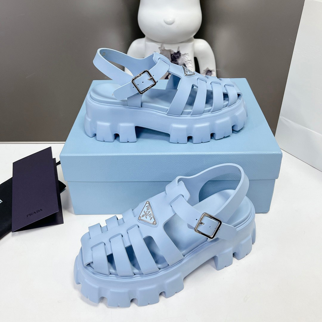 Prada Women's Light-blue Rubber Sandals - EUR FASHION