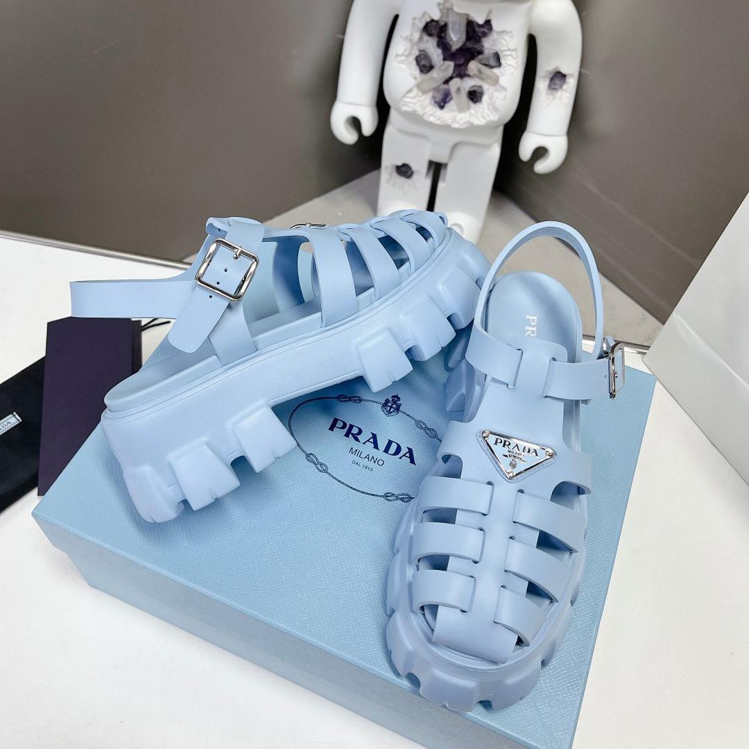 Prada Women's Light-blue Rubber Sandals - EUR FASHION