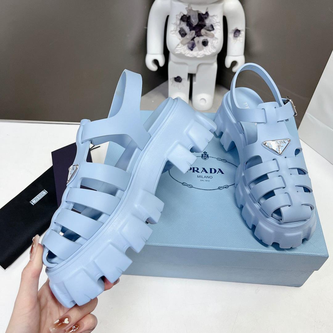 Prada Women's Light-blue Rubber Sandals - EUR FASHION