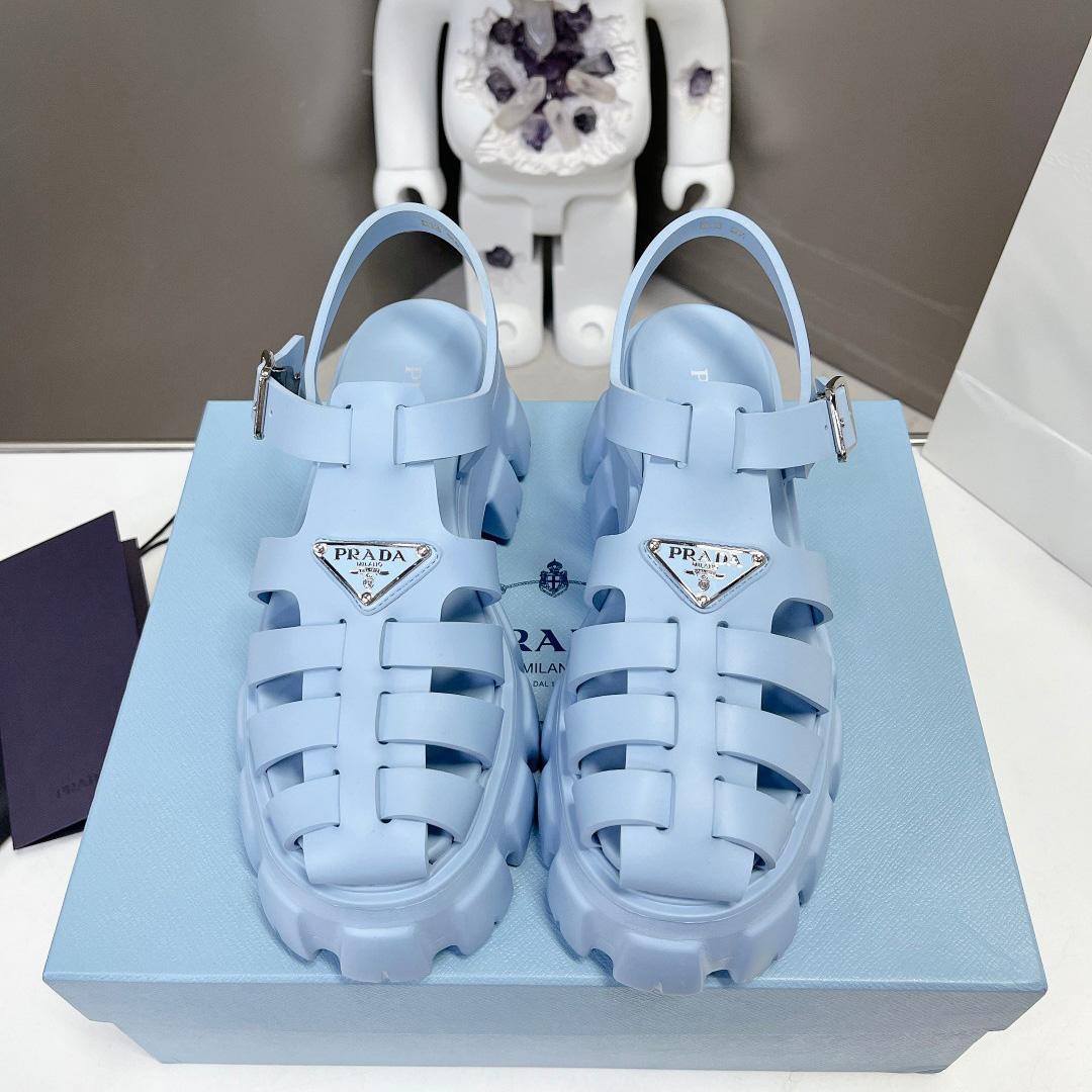 Prada Women's Light-blue Rubber Sandals - EUR FASHION