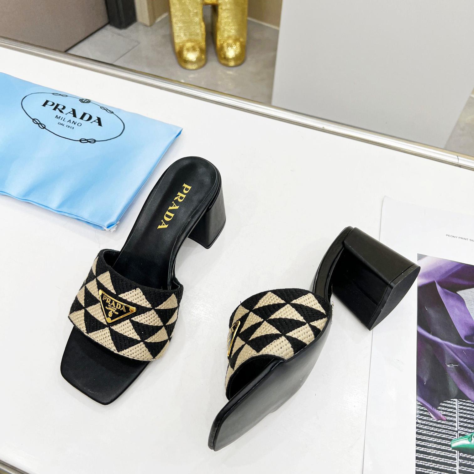 Prada Embroidered Fabric Sandals - EUR FASHION