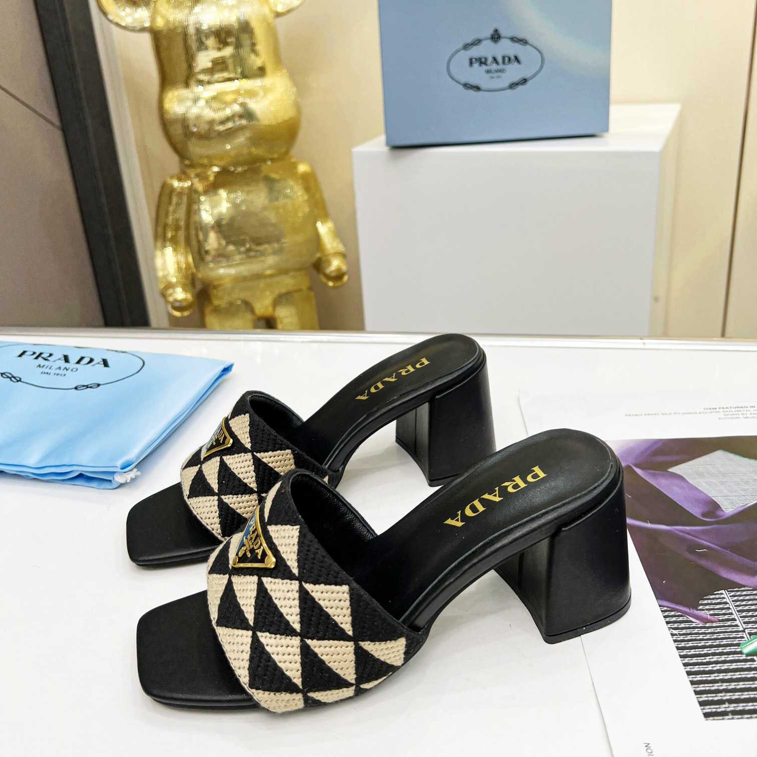 Prada Embroidered Fabric Sandals - EUR FASHION