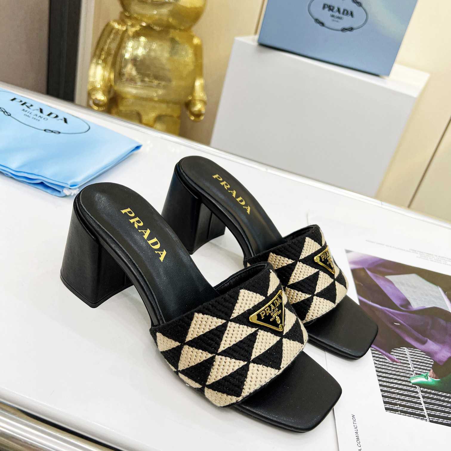 Prada Embroidered Fabric Sandals - EUR FASHION