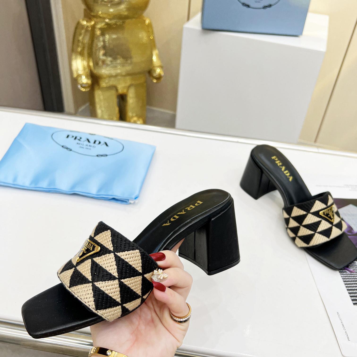 Prada Embroidered Fabric Sandals - EUR FASHION