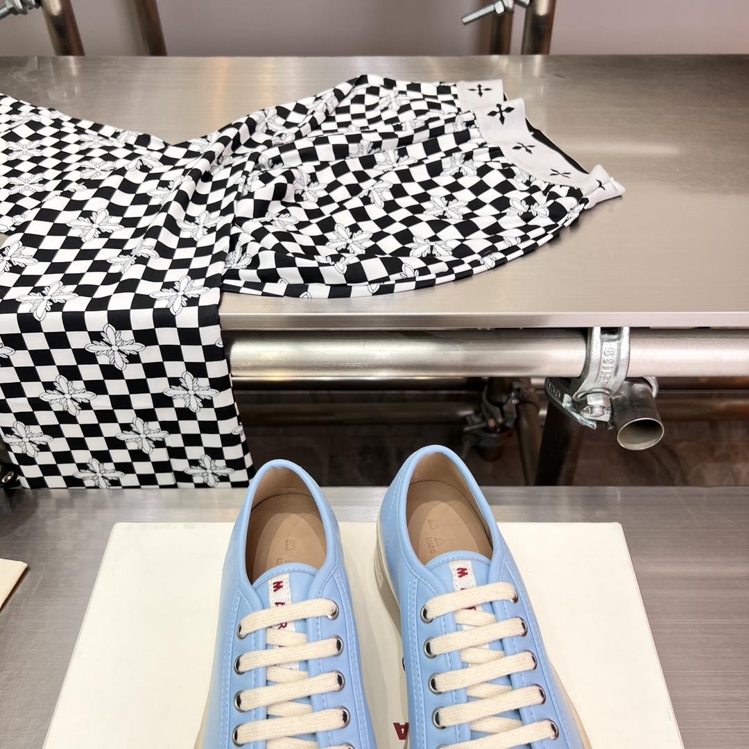 Marni Light blue Nappa Leather Pablo Lace-up Sneaker - EUR FASHION