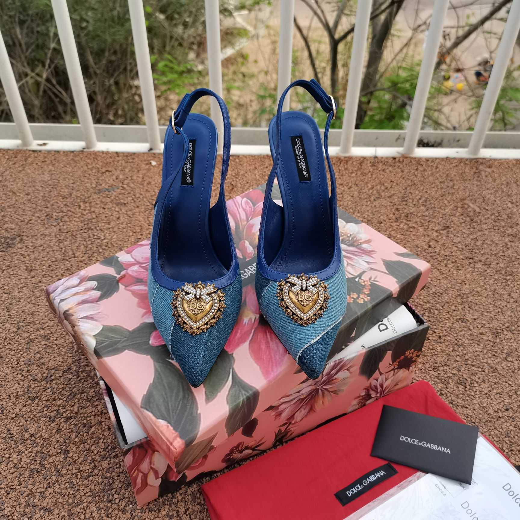 Dolce & Gabbana Devotion Slingbacks In Patchwork Denim - EUR FASHION