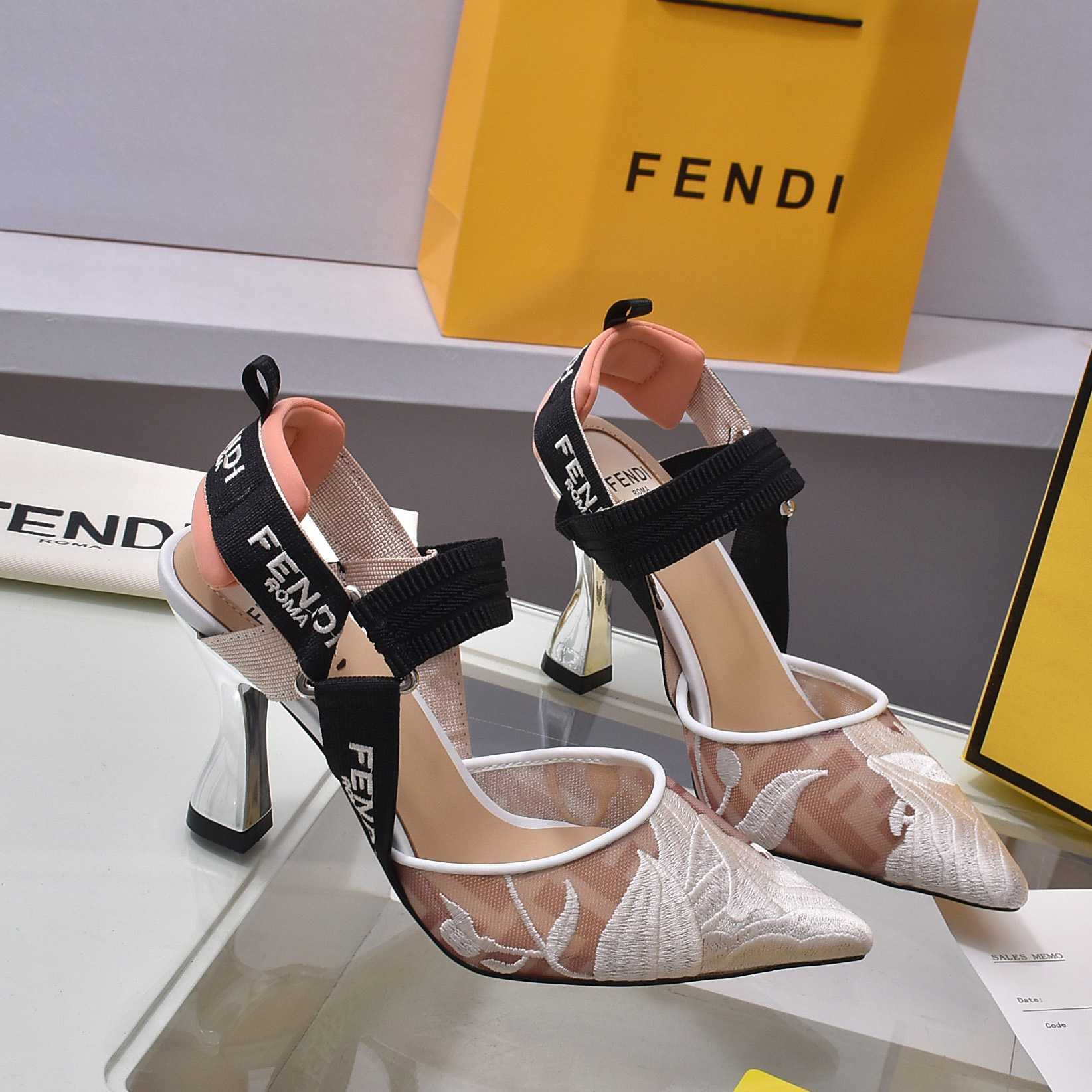 Fendi Colibrì Pink Mesh High-heeled Slingbacks - EUR FASHION