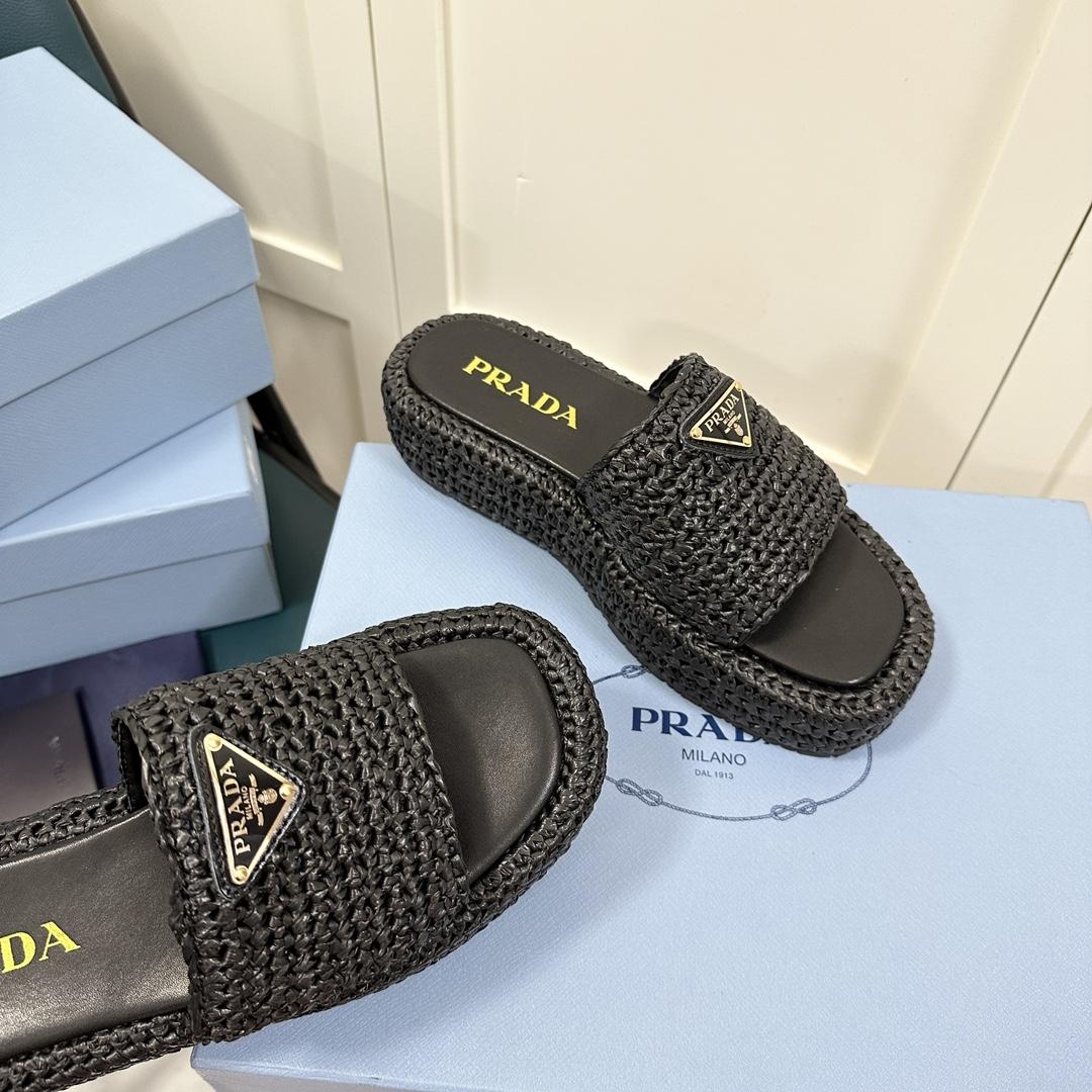 Prada Crochet Flatform Slides - EUR FASHION