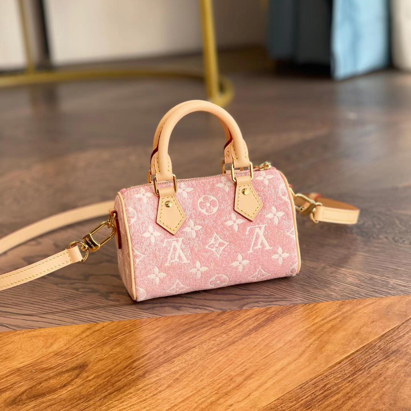 Louis Vuitton Nano Speedy Denim Jacquard Pink(16*10cm)      - EUR FASHION