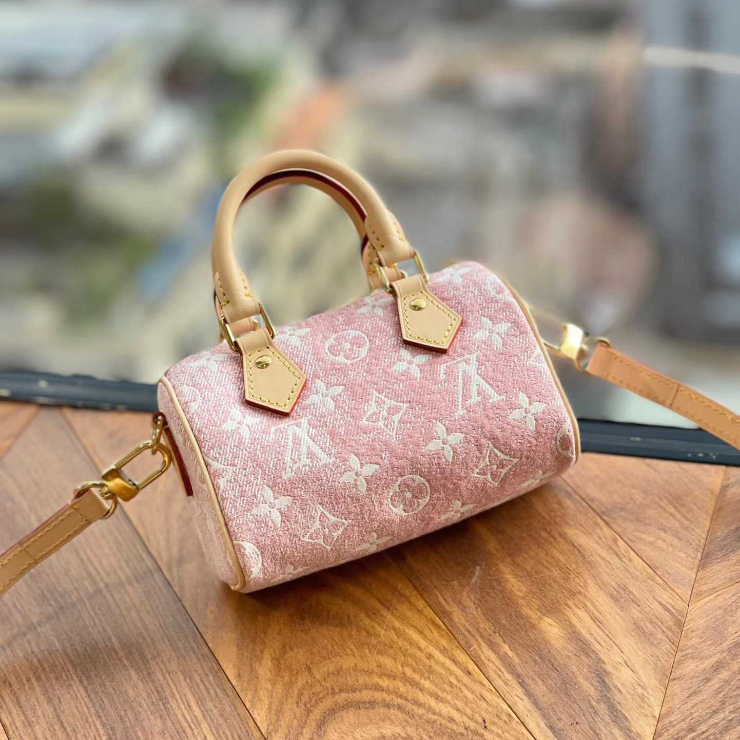 Louis Vuitton Nano Speedy Denim Jacquard Pink(16*10cm)      - EUR FASHION