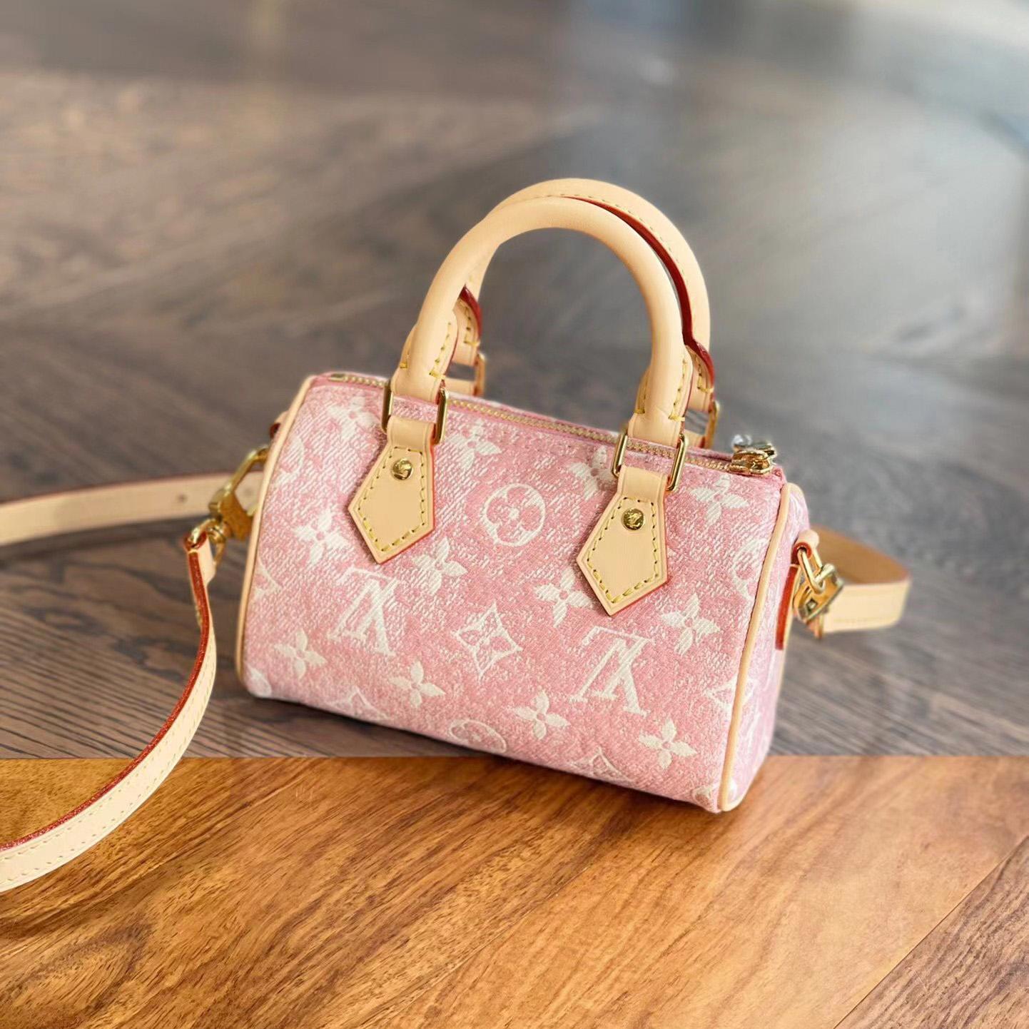 Louis Vuitton Nano Speedy Denim Jacquard Pink(16*10cm)      - EUR FASHION