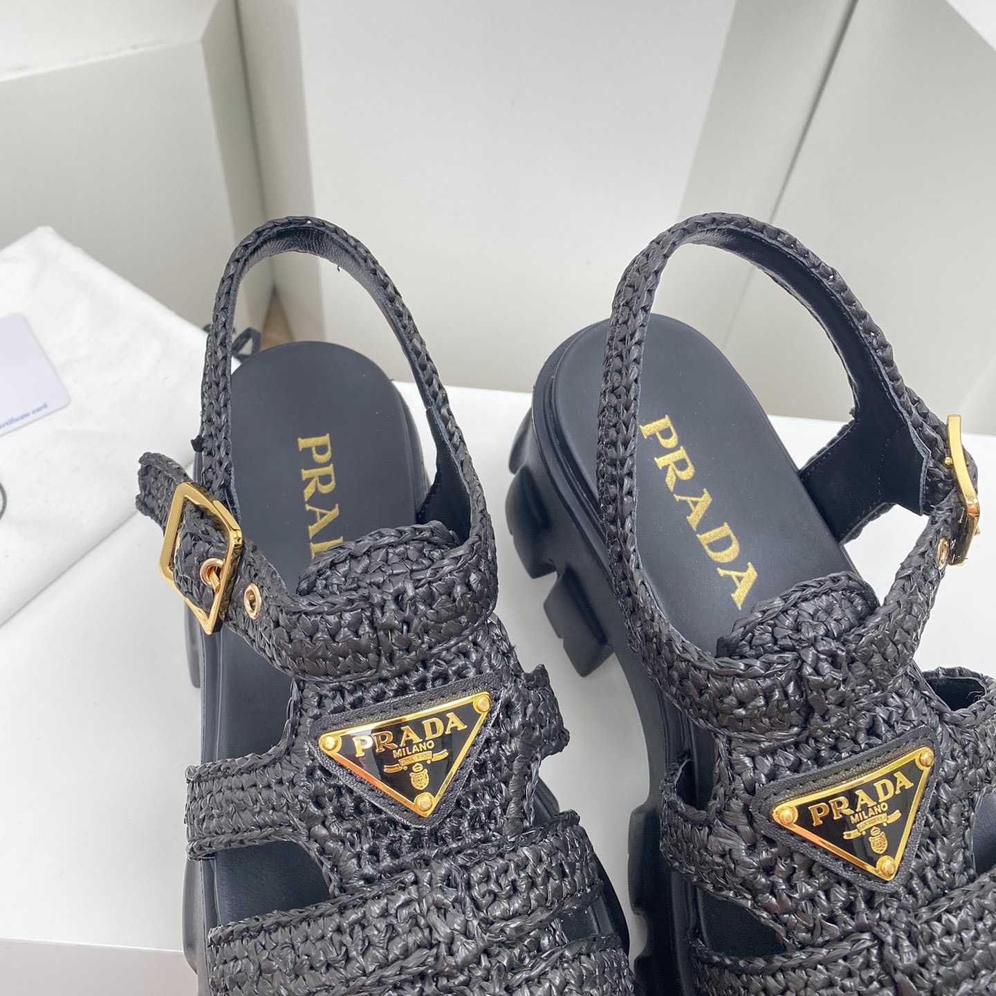 Prada Monolith Crochet Cage Sandals - EUR FASHION