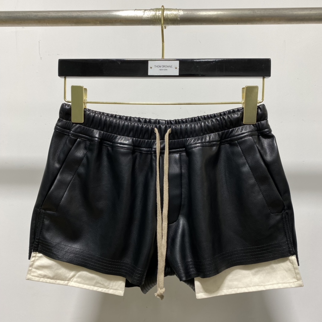 Rick Owens Black Boxer Leather Shorts - EUR FASHION