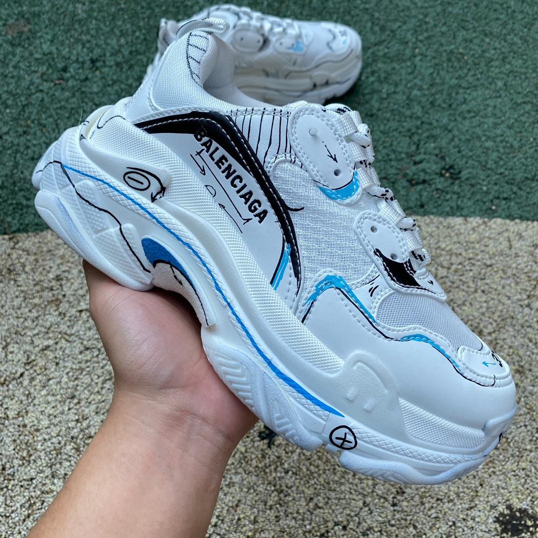 Balenciaga Triple S Sketch Sneaker In White - EUR FASHION