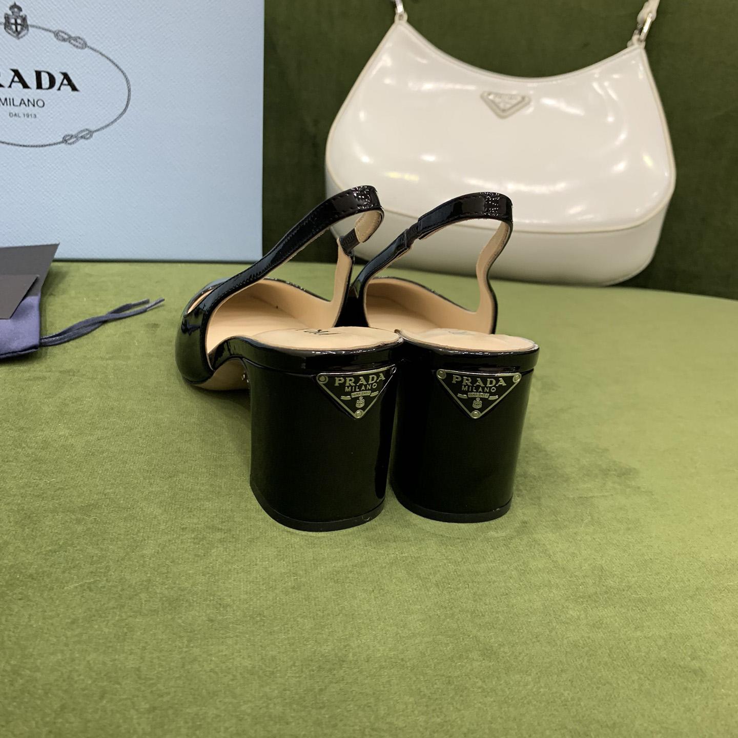 Prada Patent-leather Slingback Pumps - EUR FASHION