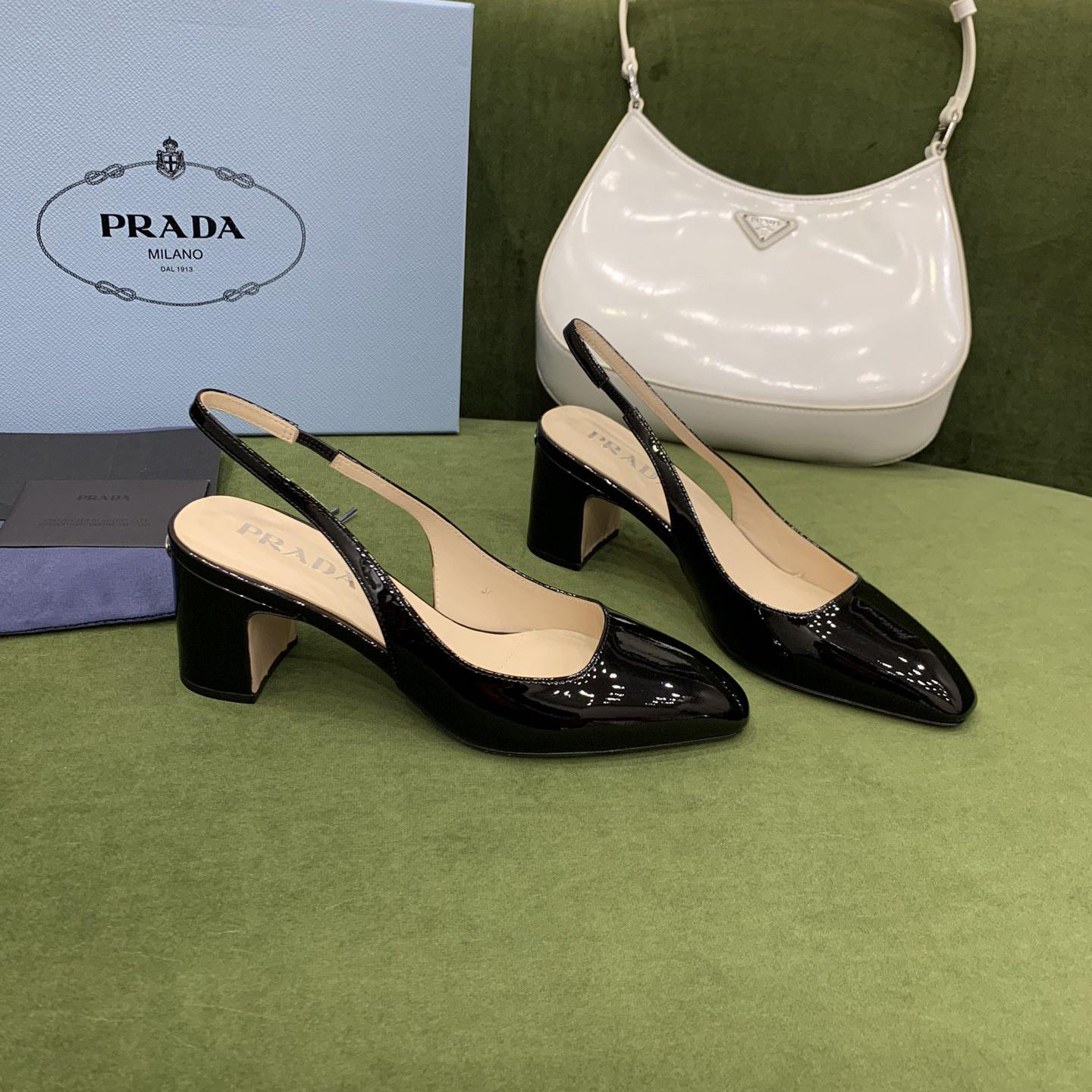 Prada Patent-leather Slingback Pumps - EUR FASHION