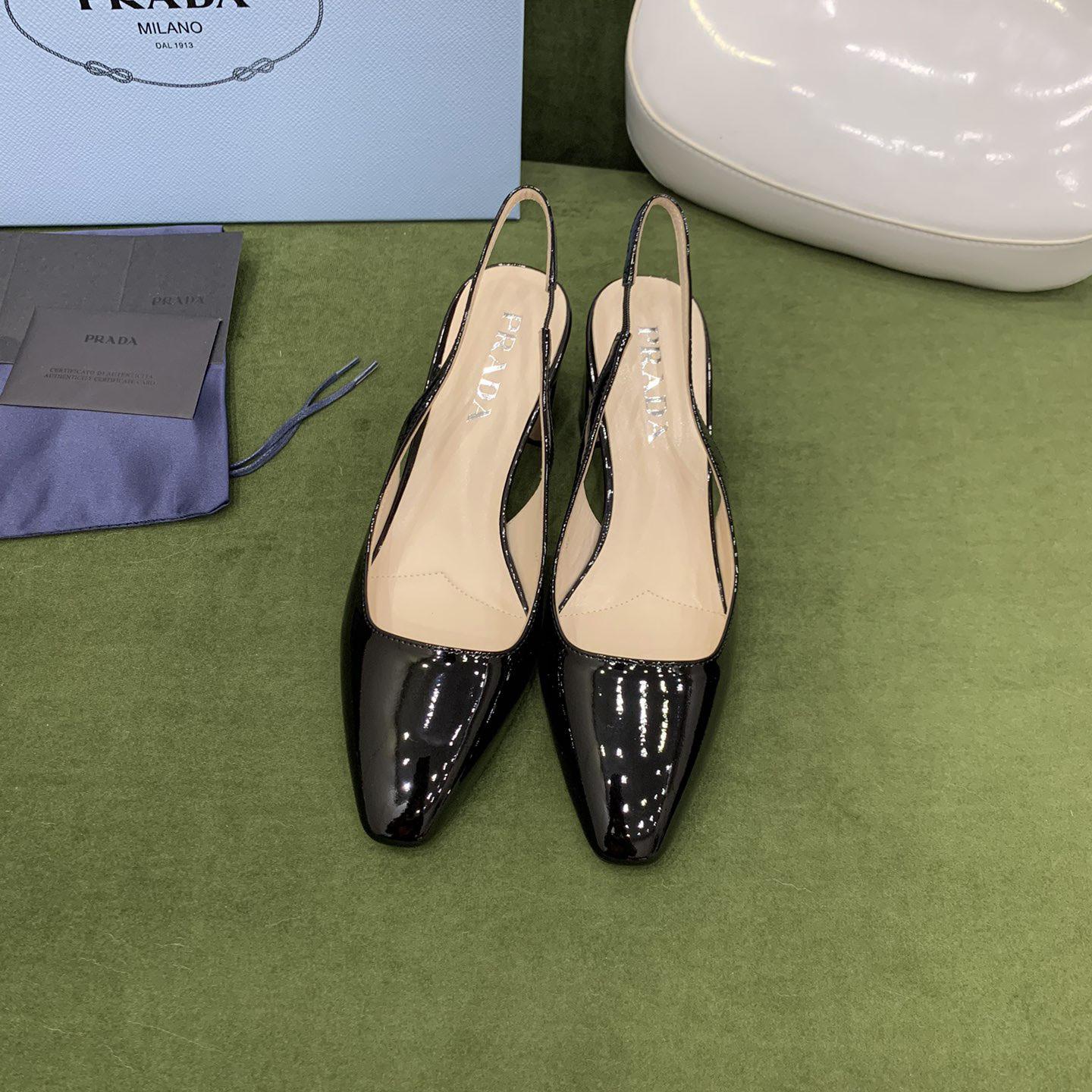 Prada Patent-leather Slingback Pumps - EUR FASHION