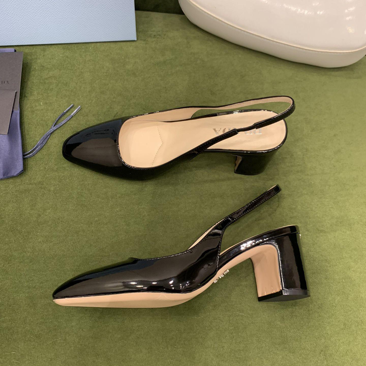 Prada Patent-leather Slingback Pumps - EUR FASHION